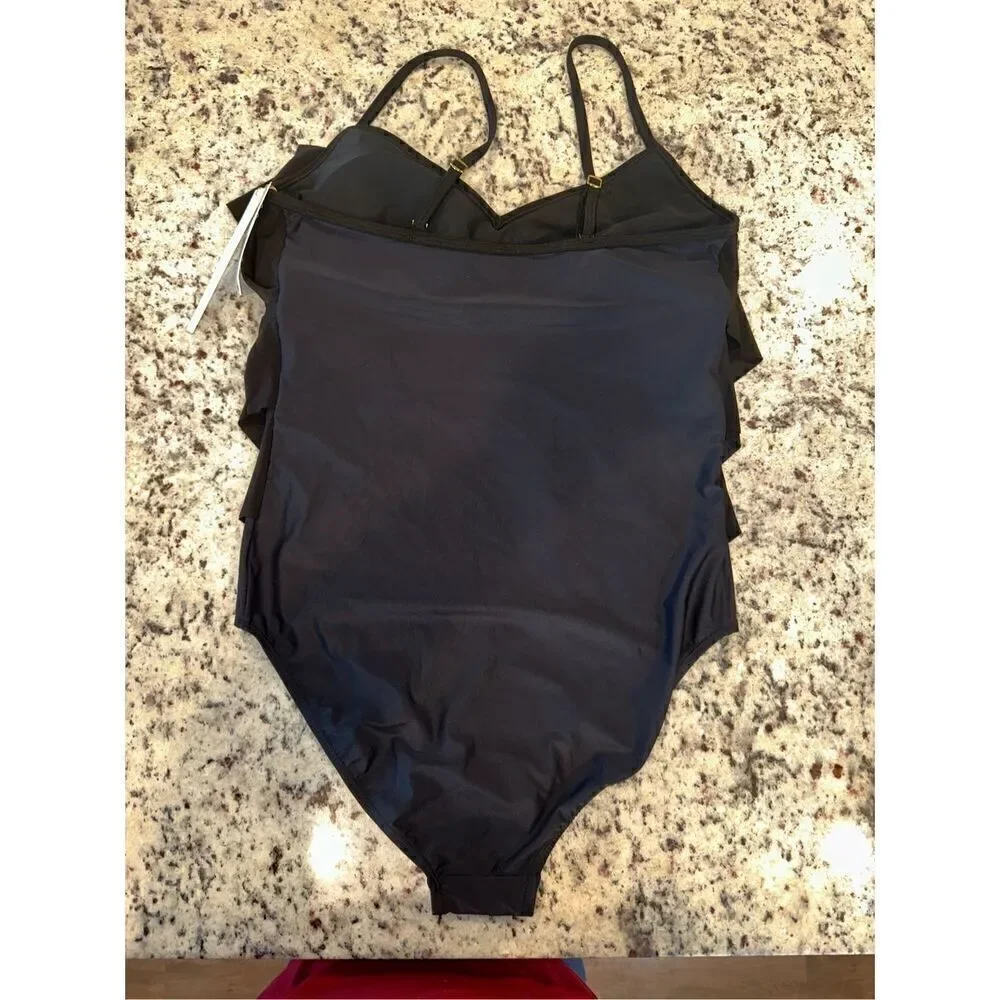 BEYOND CONTROL Women's Solid Citizen Tiered One-Piece Swimsuit